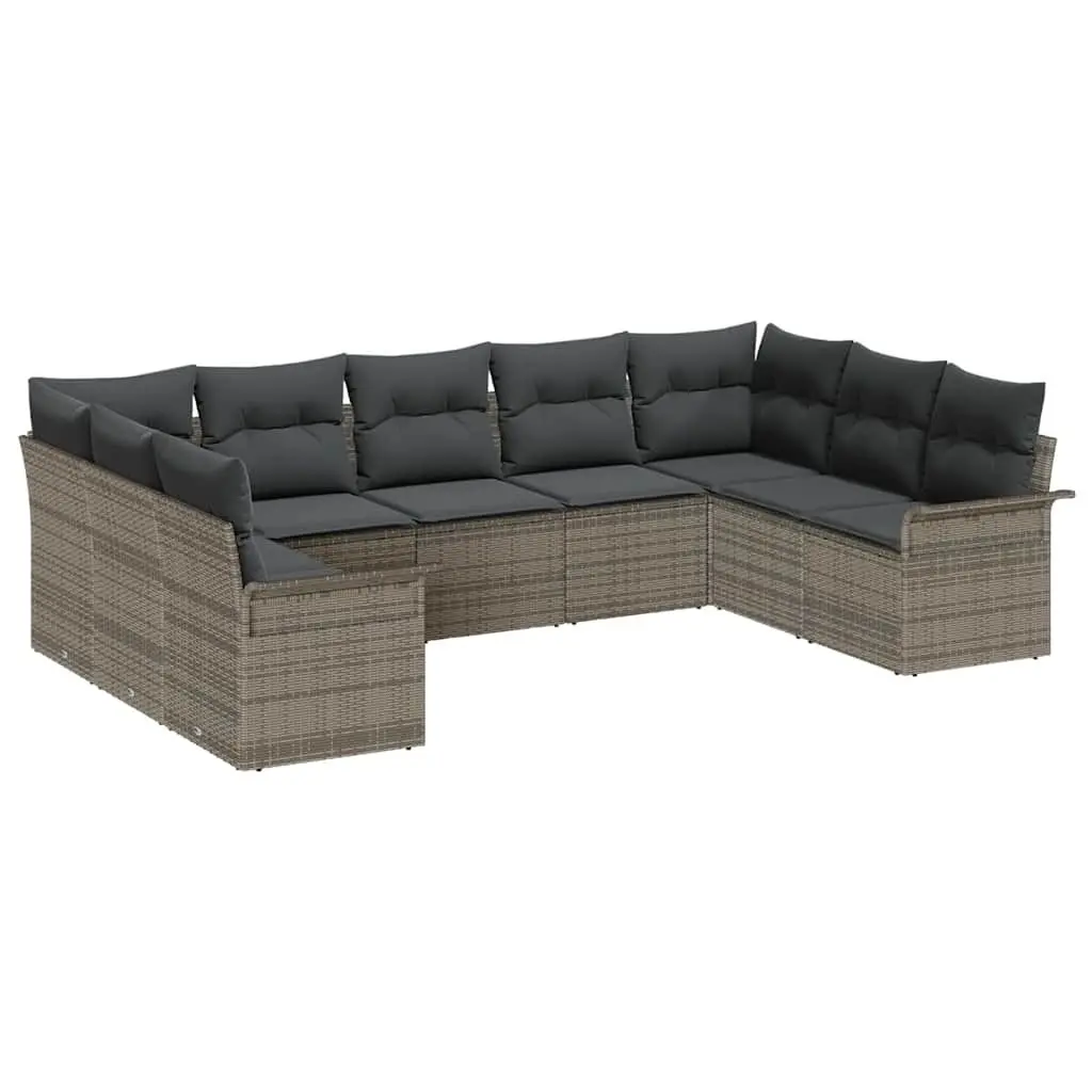 Grey 9-Piece Modular Garden Sofa Set for Outdoor Spaces