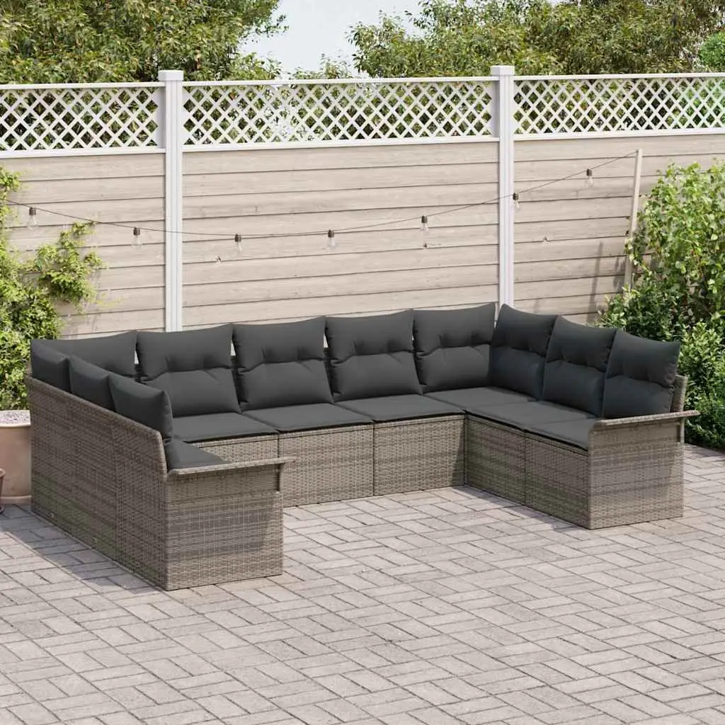 Grey 9-Piece Modular Garden Sofa Set for Outdoor Spaces