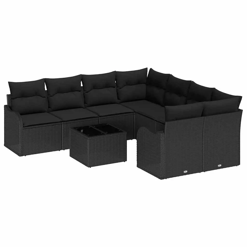 Black Modular 9-Piece Outdoor Garden Sofa Set