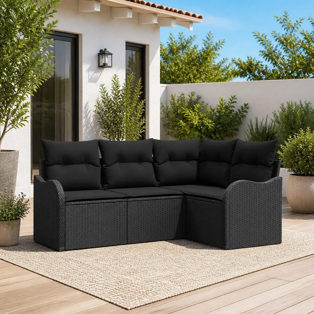 Modular Garden Sofa Set 4 Pieces in Black