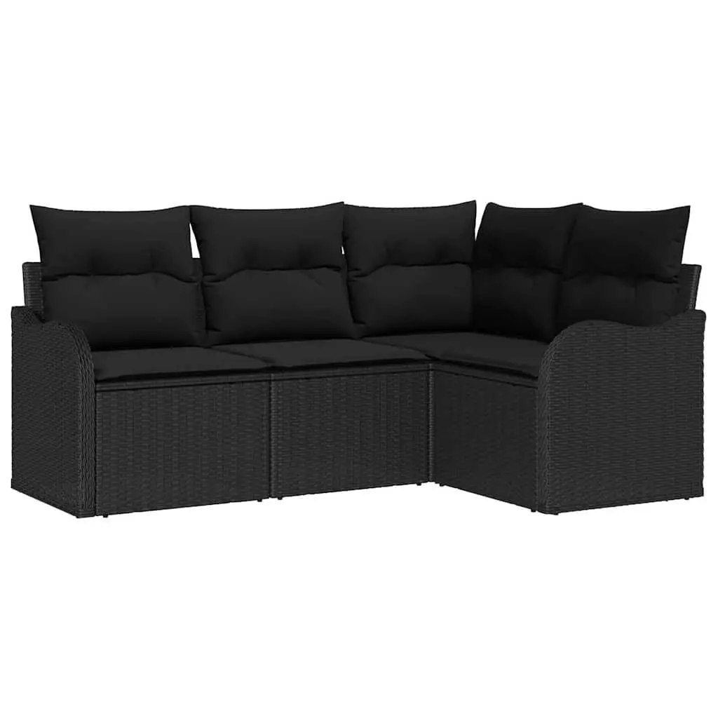 Modular Garden Sofa Set 4 Pieces in Black