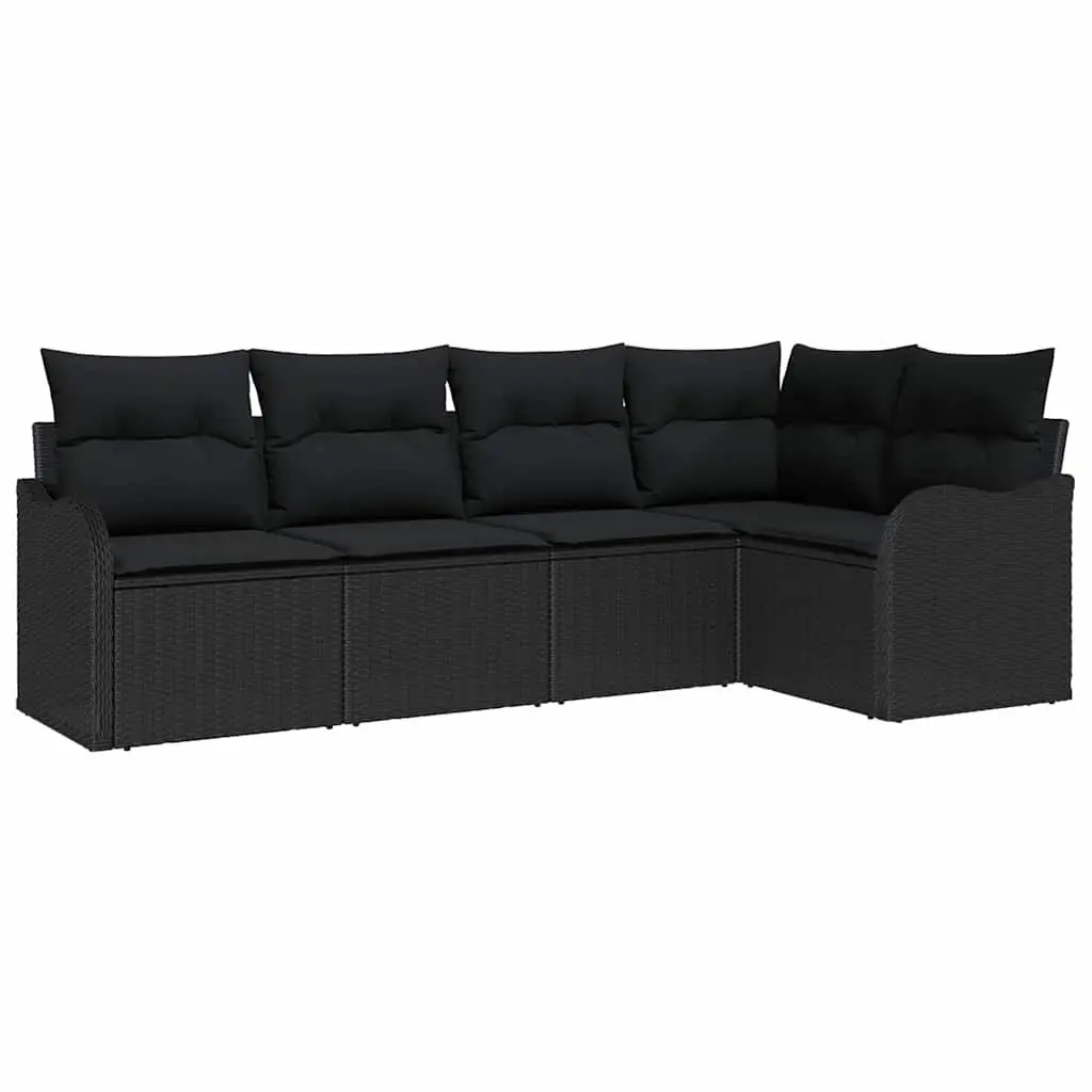 5-Piece Modular Rattan Outdoor Sofa Set with Storage