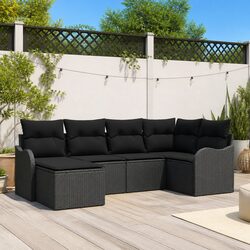 Durable Modular Garden Sofa Set with 6 Pieces in Black
