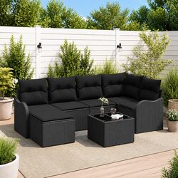 7-Piece Modular Sofa Set for Outdoor Spaces in Black