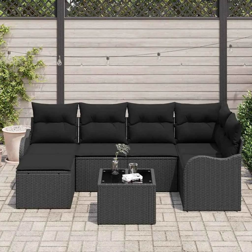 7-Piece Modular Sofa Set for Outdoor Spaces in Black