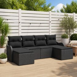 Black Modular Garden Sofa Set: 6 Piece Sectional