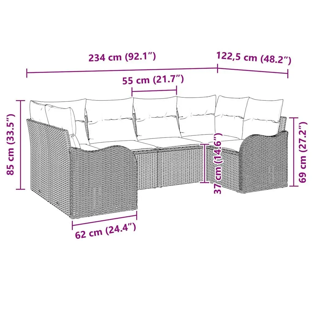 6-Piece Modular Lounge Sofa Set for Outdoor Spaces