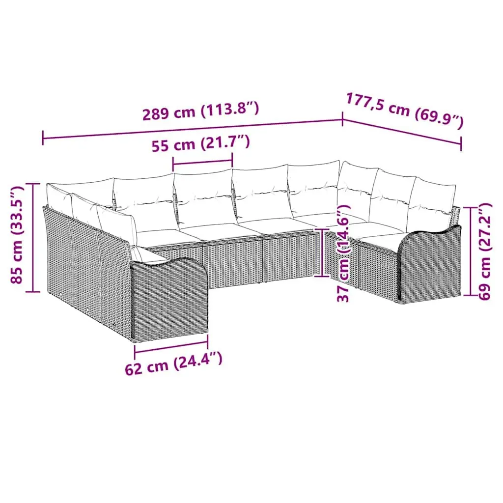9-Piece Outdoor Modular Sofa Set for Patios