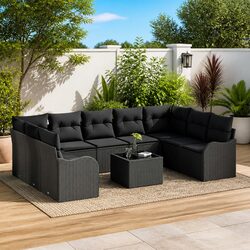 Premium Modular Garden Sofa Set 10 pcs in Black