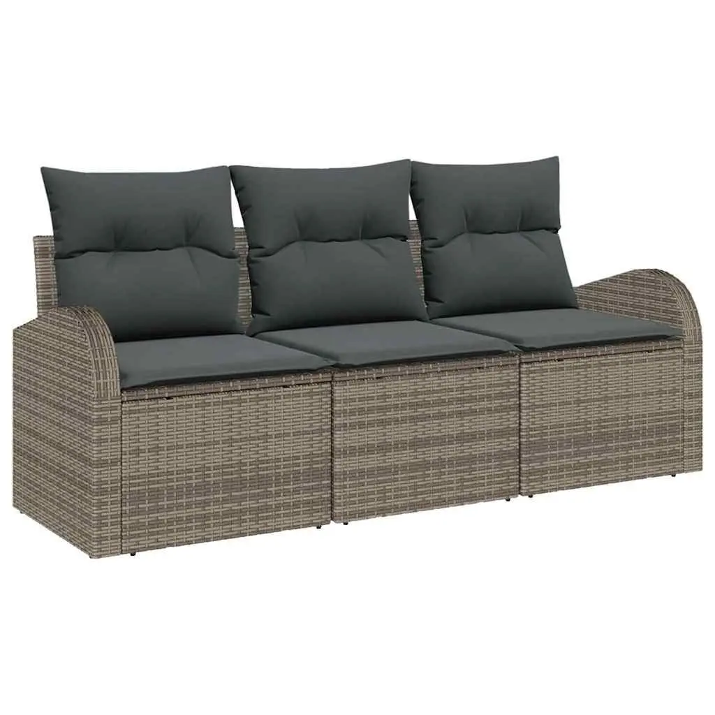 Garden Sofa Set Poly Rattan 3 Piece Outdoor Furniture Modular Grey