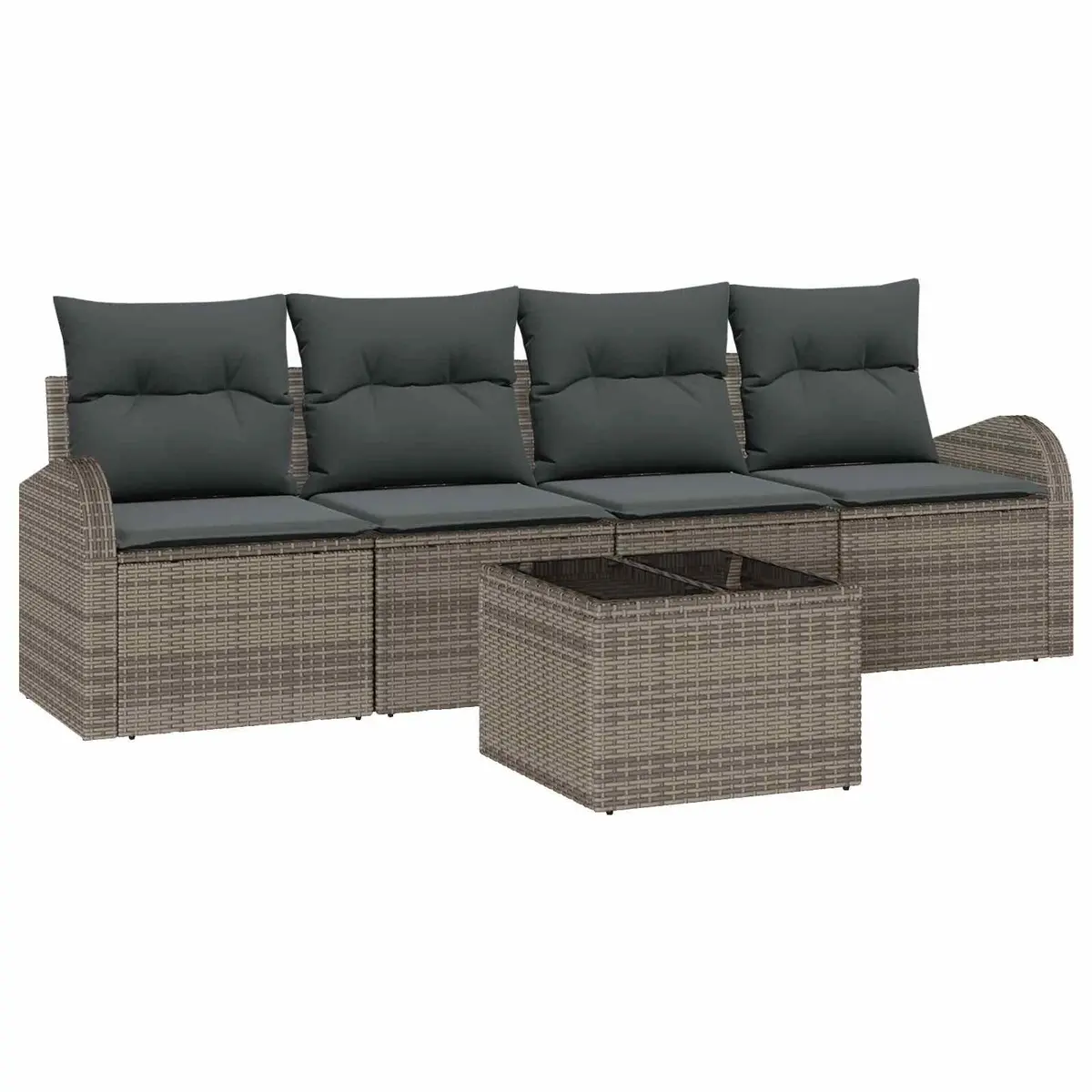 5-Piece Modular Garden Sofa Set with Storage in Grey