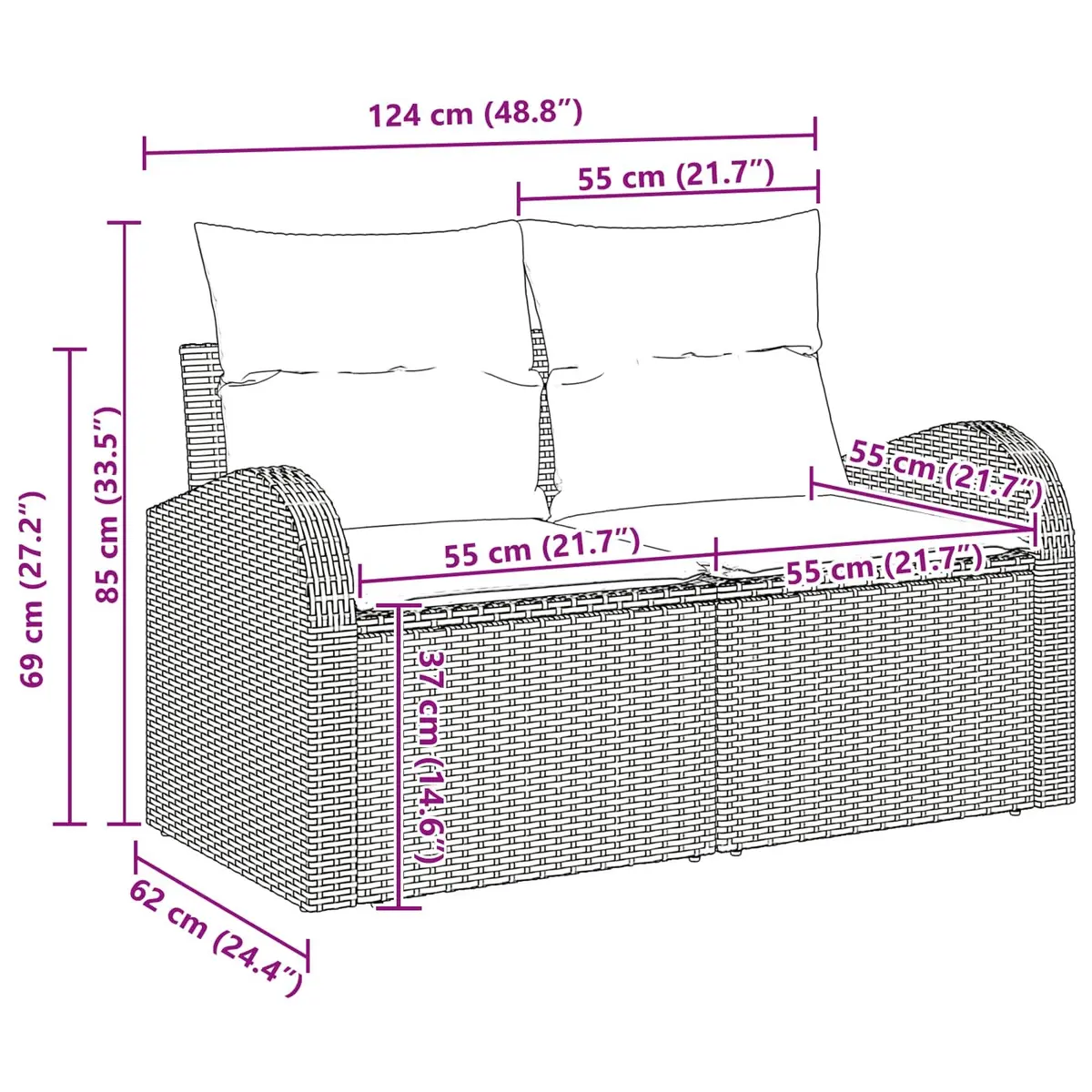 5-Piece Modular Garden Sofa Set with Storage in Grey