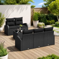 Contemporary Black Modular Outdoor Garden Sofa Set