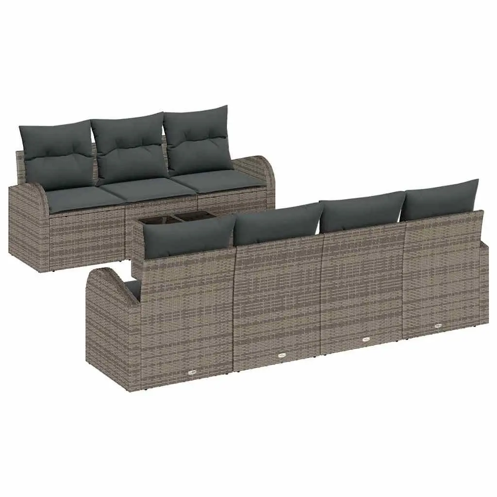 8-Piece Outdoor Modular Sofa Set in Grey Poly Rattan