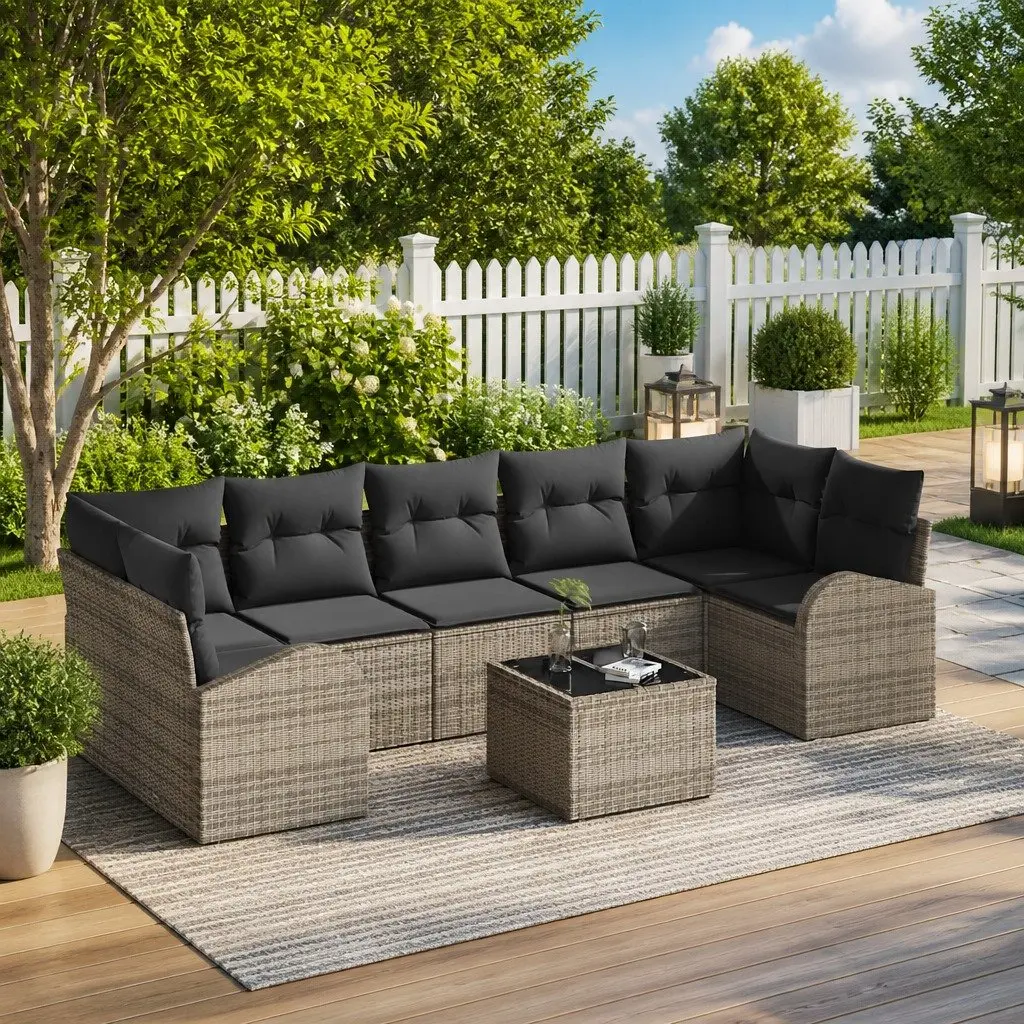 8 Piece Modular Outdoor Garden Sofa Set in Grey