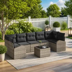 Sturdy 8 Piece Modular Outdoor Garden Sofa Set in Grey