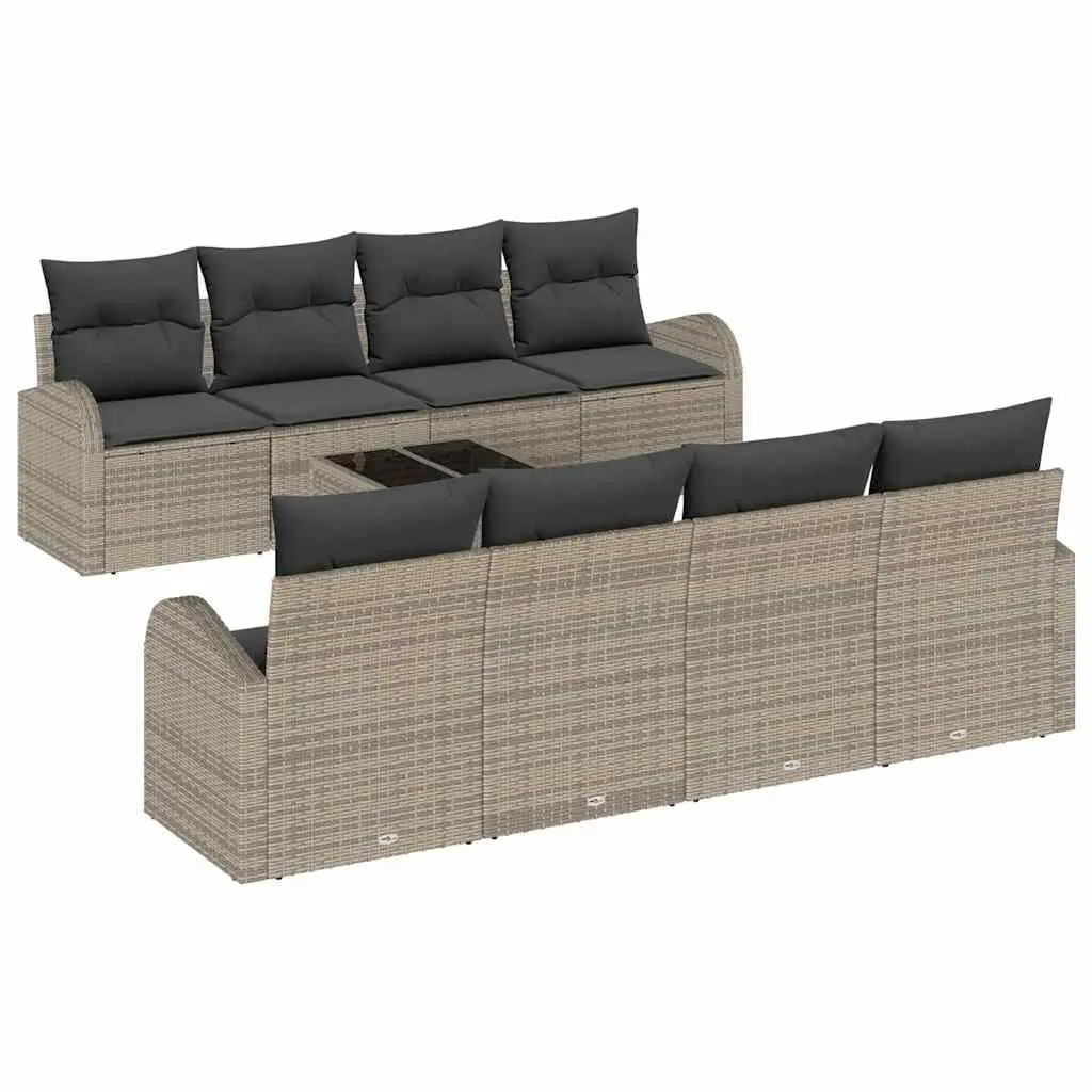 Grey Poly Rattan 9-Piece Modular Garden Sofa Set