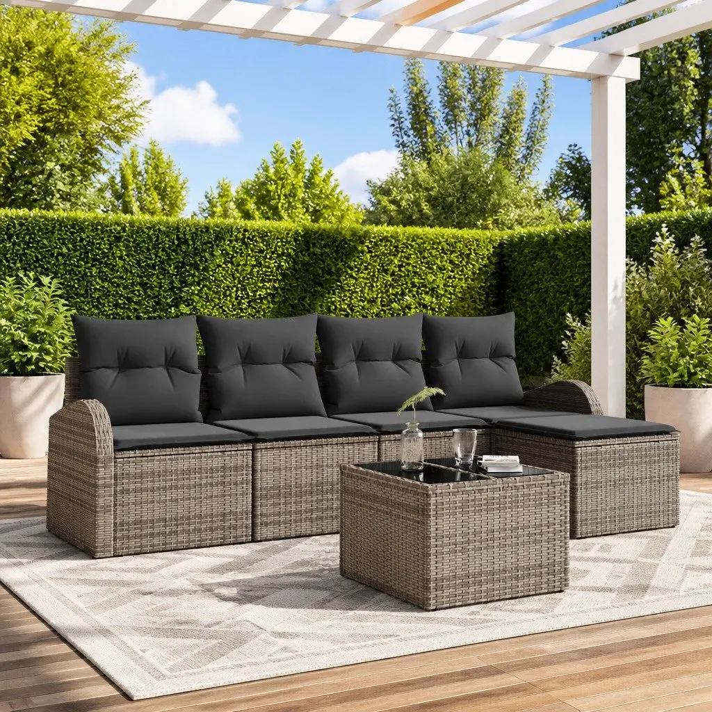 Modular Garden Sofa Set 6 Pieces with Storage Cushions