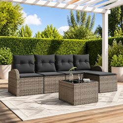 Modular Garden Sofa Set 6 Pieces with Storage Cushions