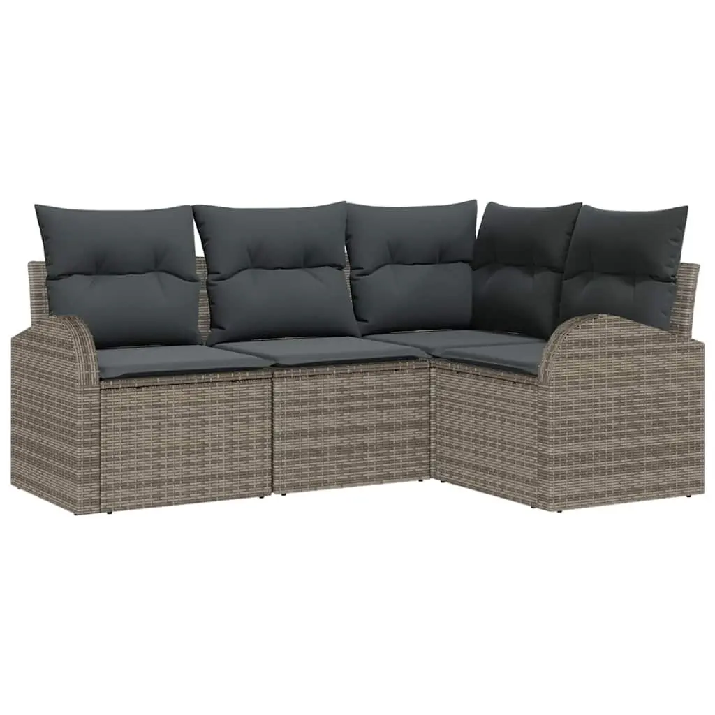 Garden Sofa Set Poly Rattan 4 Piece Grey Outdoor Furniture