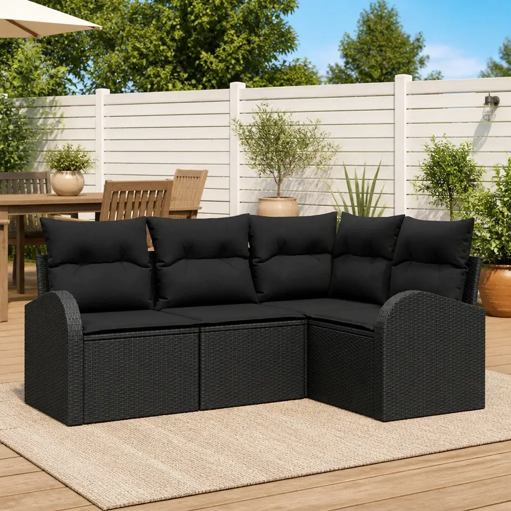 4-Piece Modular Outdoor Garden Sofa Set in Black