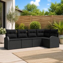 Durable Modular Garden Sofa Set 5 Pieces in Black