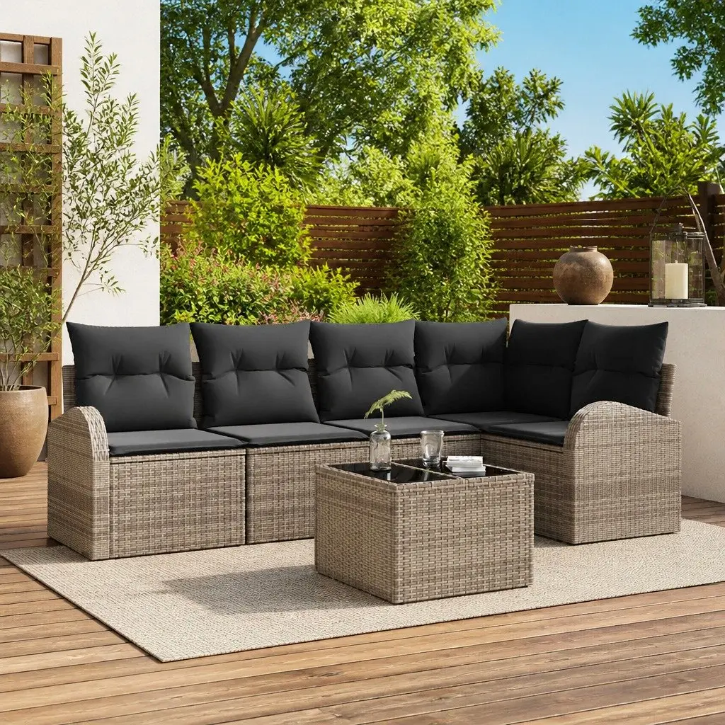 Grey Modular Garden Sofa Set 6 Pcs