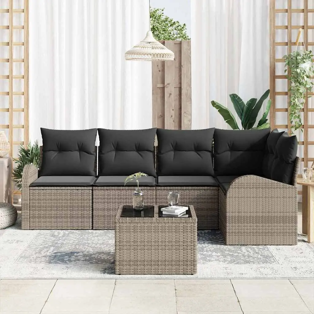 Grey Modular Garden Sofa Set 6 Pcs
