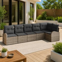 Durable Garden Sofa Set with Cushions in Grey