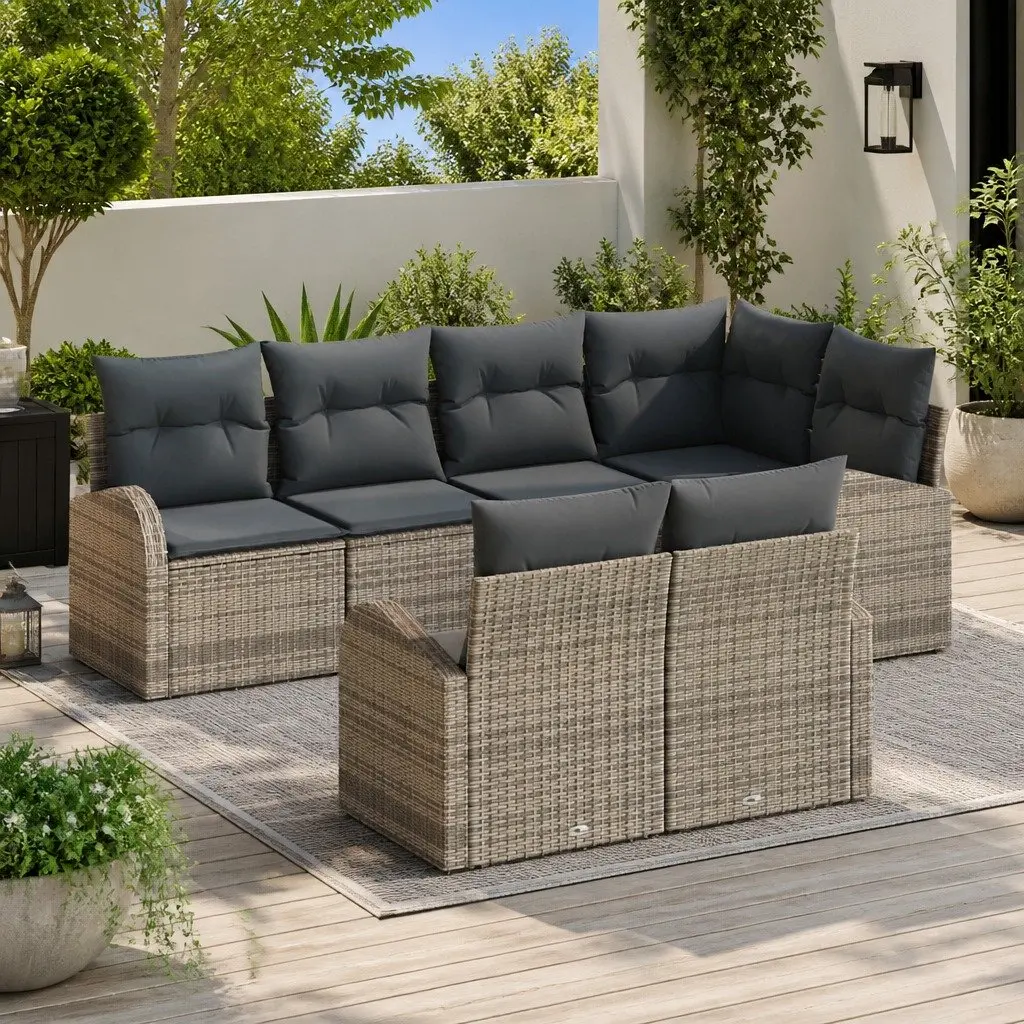 Grey Modular Sectional Garden Sofa Set 7pcs