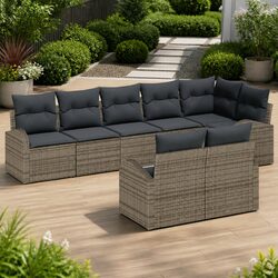 8-Piece Grey Modular Garden Sofa Set for Quality Comfort