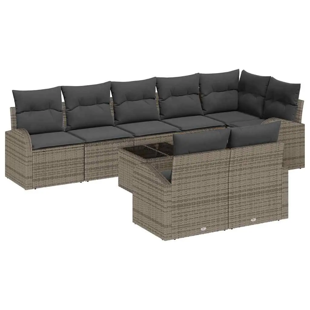 9-Piece Grey Modular Rattan Garden Sofa Set