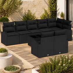 9-Piece Modular Sectional Outdoor Sofa Set in Black