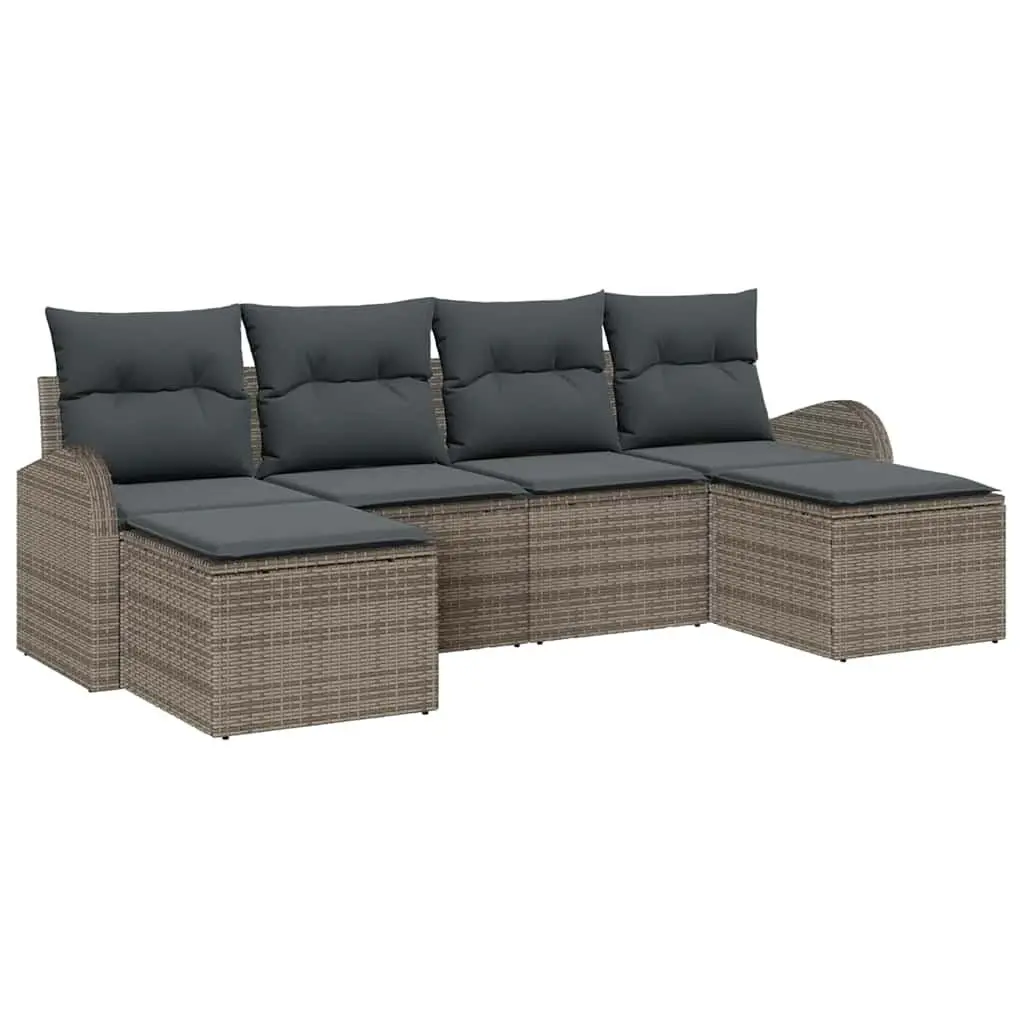 6-Piece Outdoor Sofa Set with Storage in Grey