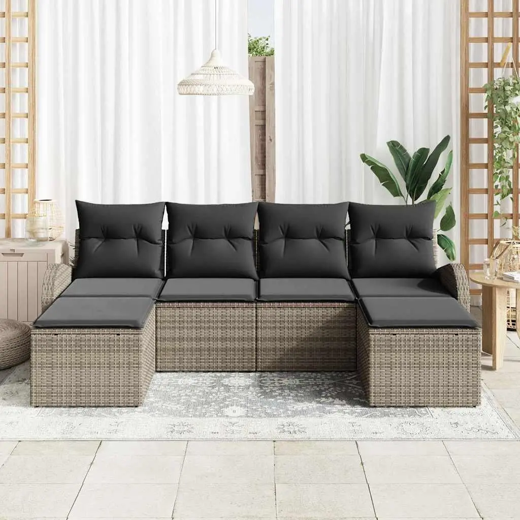 6-Piece Outdoor Sofa Set with Storage in Grey