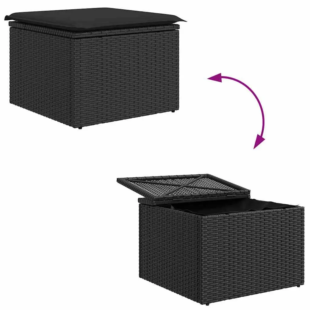 6-Piece Modular Black Poly Rattan Outdoor Sofa Set