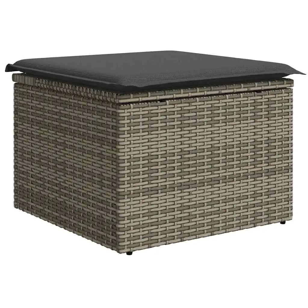 Outdoor Sofa Set Poly Rattan 8 Piece Modular Sectional Grey with Storage