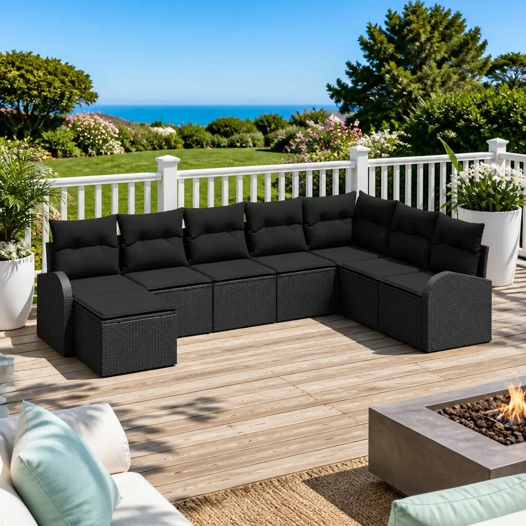 Modular 8-Piece Outdoor Garden Sofa Set with Storage