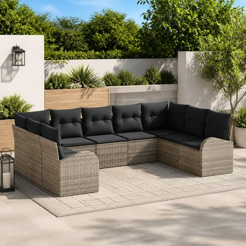 9-Piece Grey Modular Garden Sofa Set