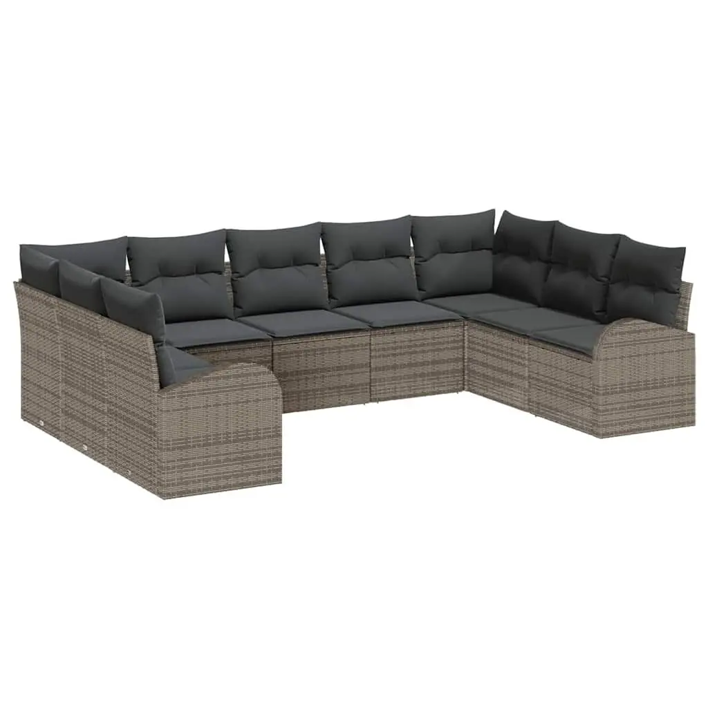 9-Piece Grey Modular Garden Sofa Set