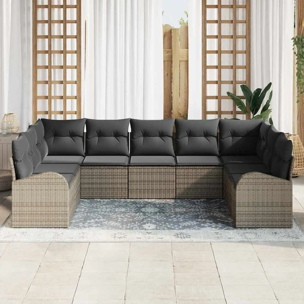 9-Piece Grey Modular Garden Sofa Set