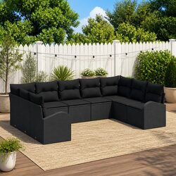 High-Quality Modular 9-Piece Garden Sofa Set - Black