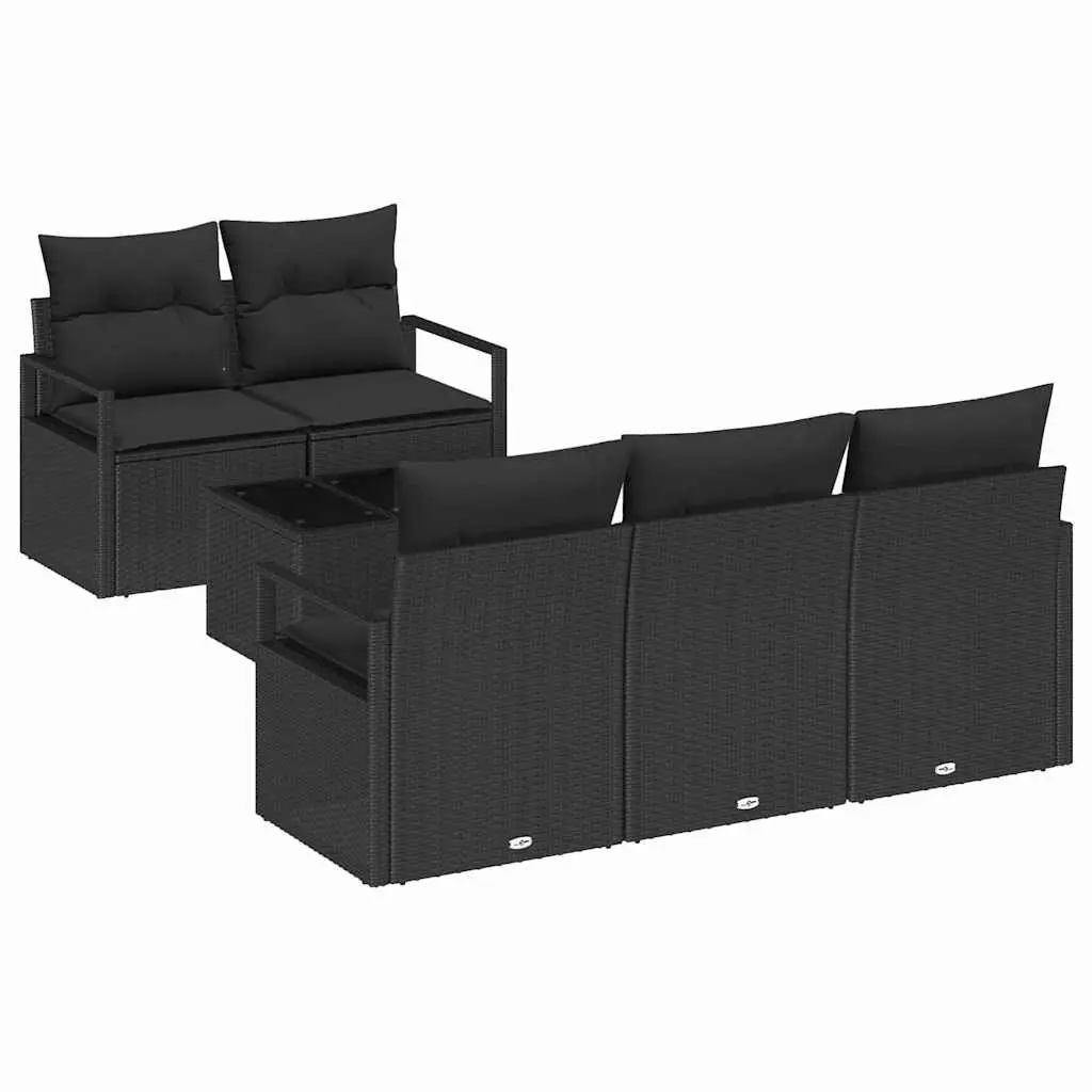 6 Piece Modular Garden Sofa Set in Black Rattan