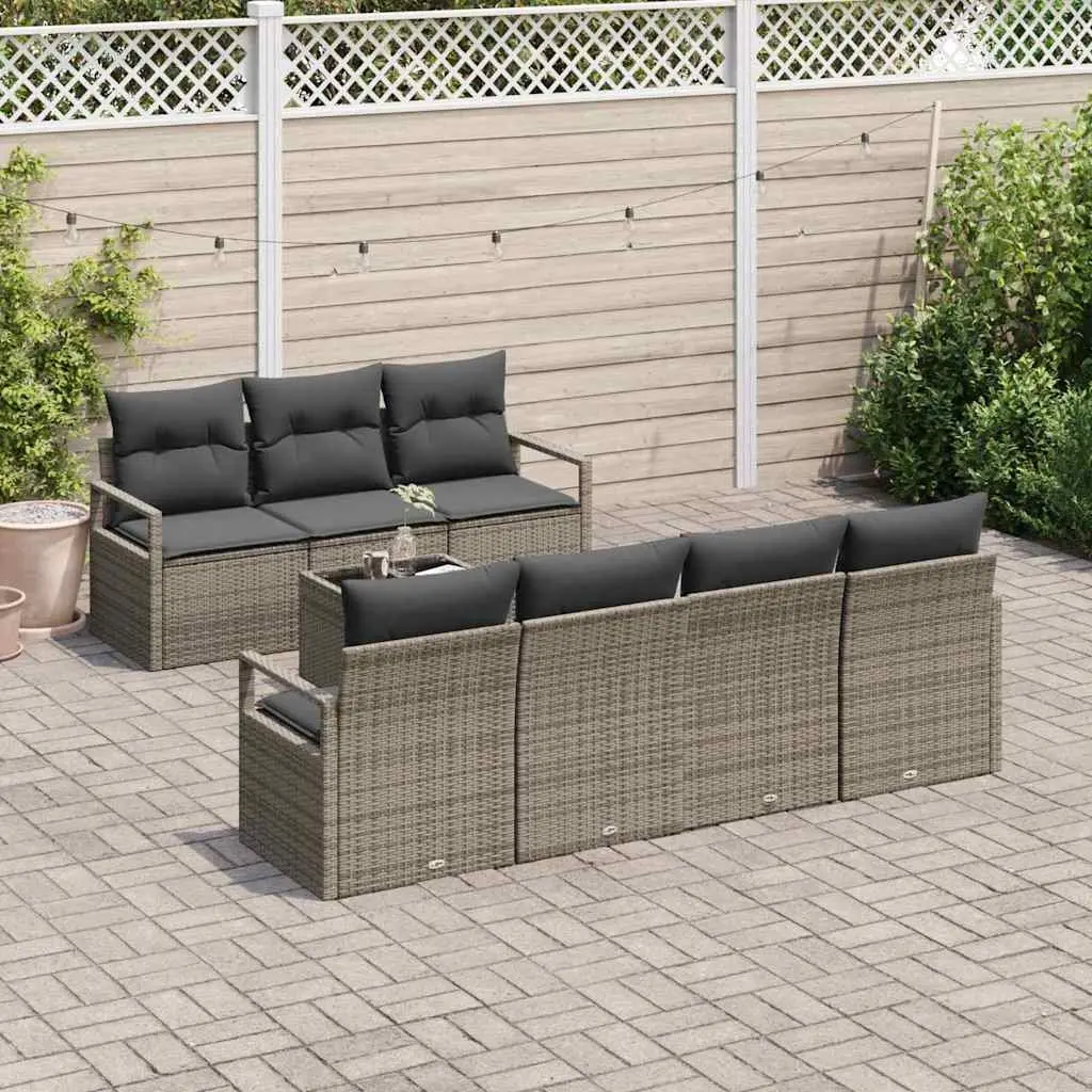Grey Poly Rattan Modular Garden Sofa Set 8pcs