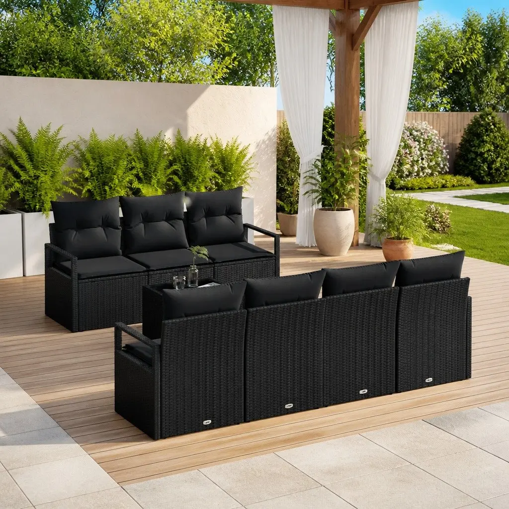 Modular Garden Sofa Set Poly Rattan 8 Piece Black