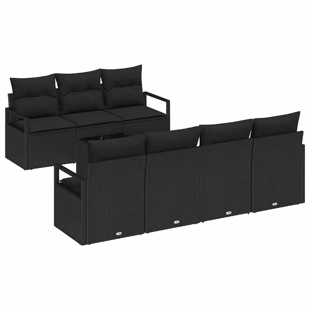 Modular Garden Sofa Set Poly Rattan 8 Piece Black