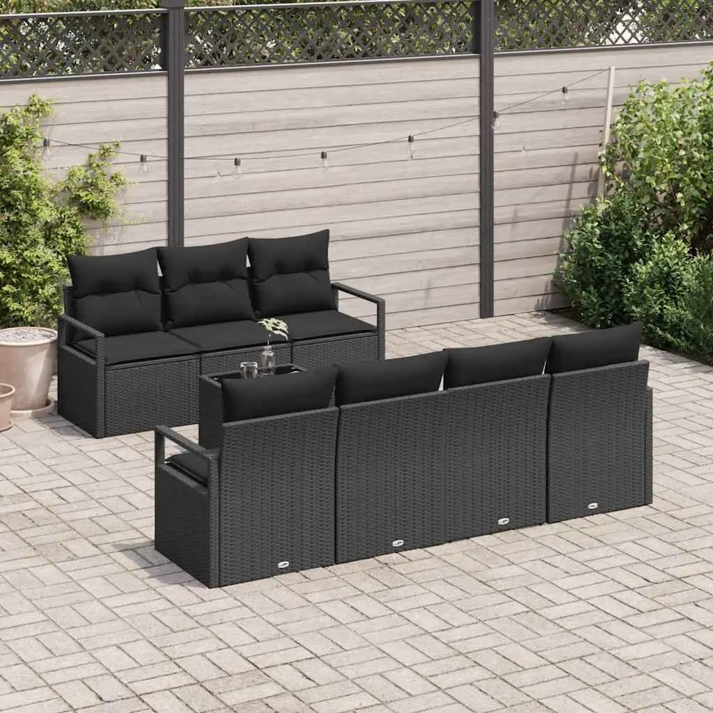 Modular Garden Sofa Set Poly Rattan 8 Piece Black