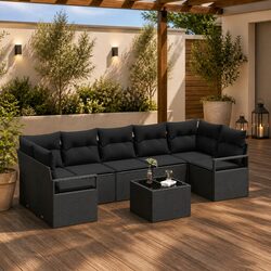 8-Piece Modular Outdoor Sofa Set with Glass Table
