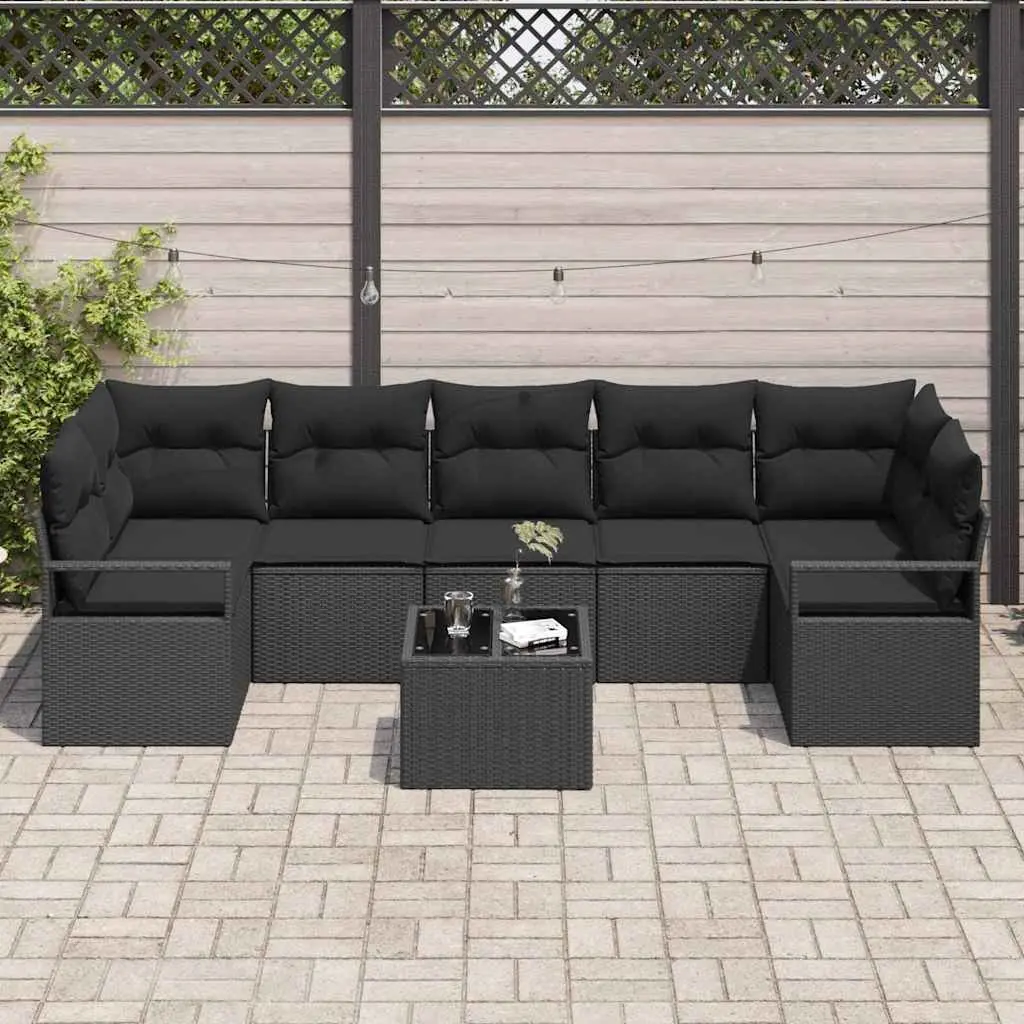 8-Piece Modular Outdoor Sofa Set with Glass Table