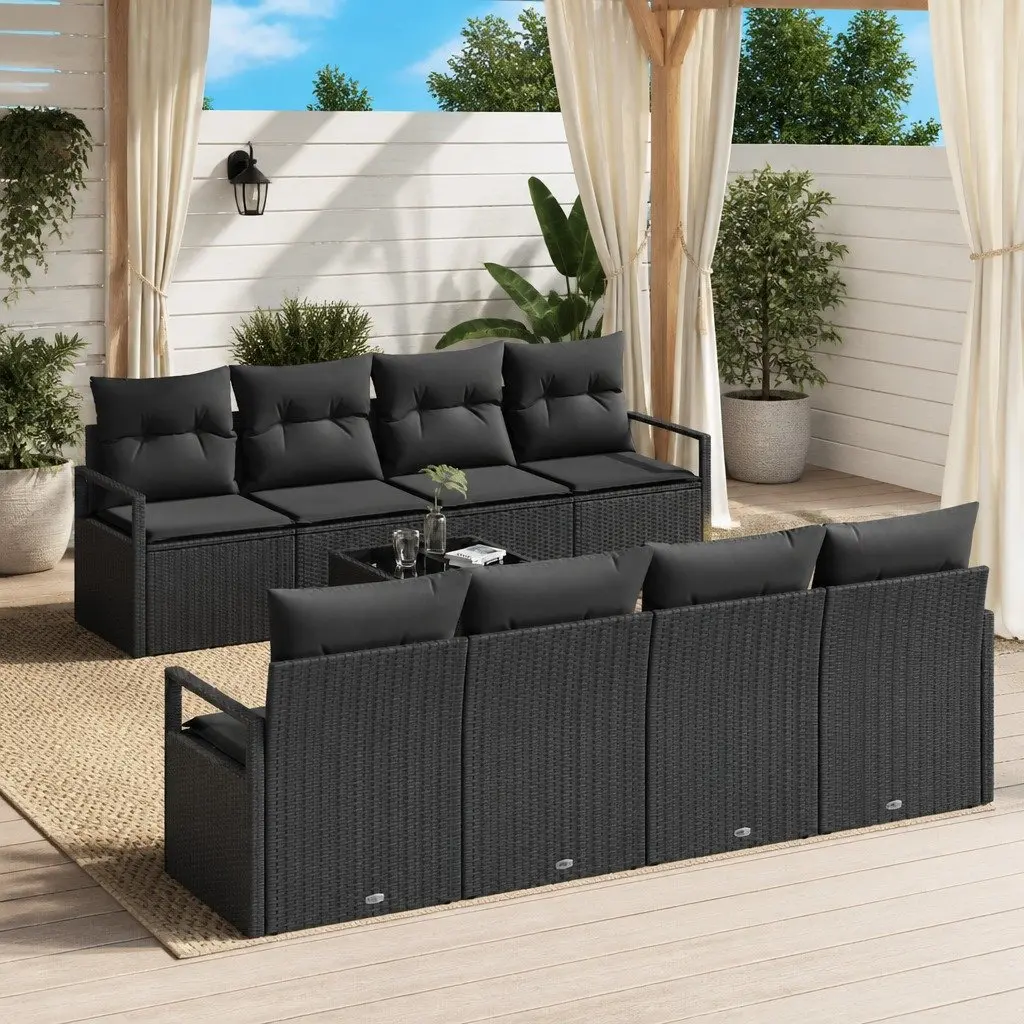 Black Rattan 9-Piece Modular Outdoor Sofa Set